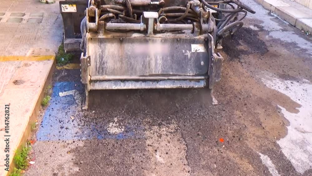 worker driver Skid steer remove Worn Asphalt during repairing Road Works worker driver Skid steer remove Worn Asphalt during repairing Road Works