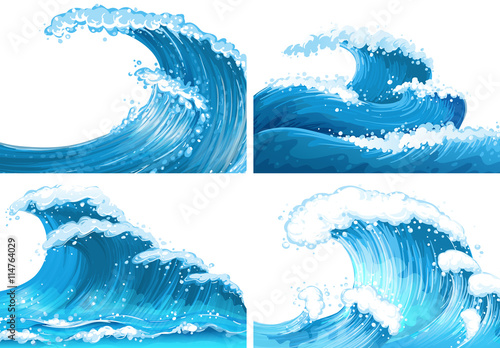 Four scenes of ocean waves