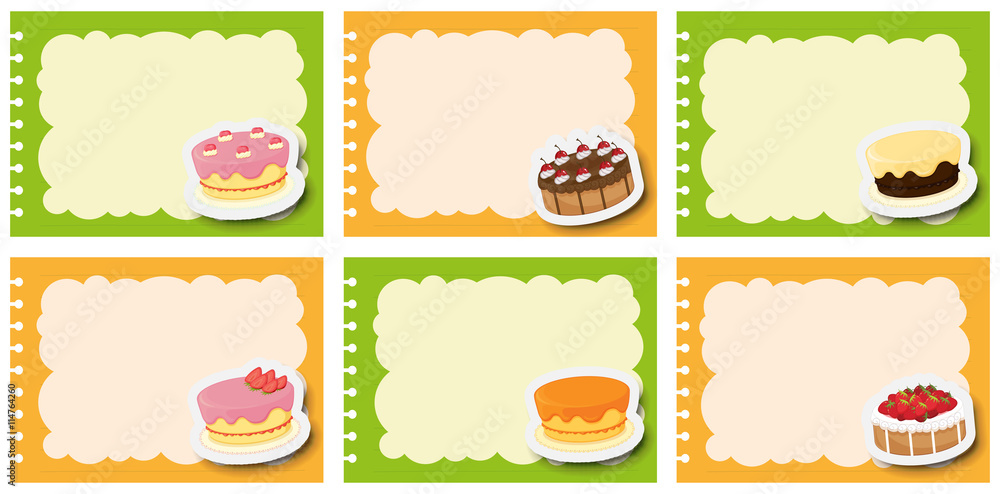 Label design with different flavor of dcakes Label design with different flavor of dcakes