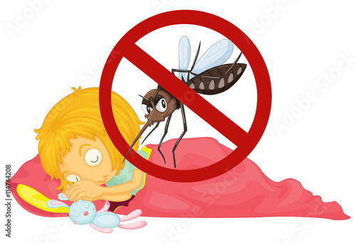No mosquito while girl sleeping