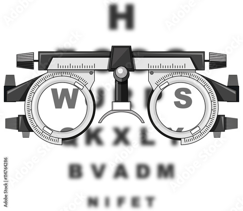 Eyesight test glasses and reading boards