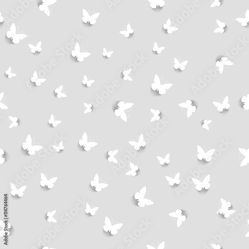 Seamless background with white butterflies