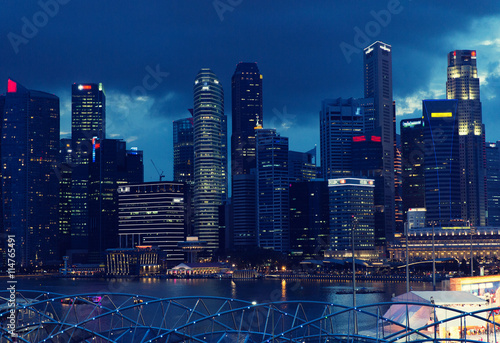 Photography beautiful view to bangkok city at night