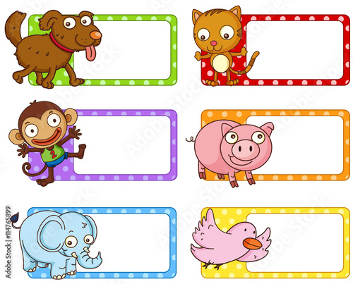 Polkadot labels with cute animals
