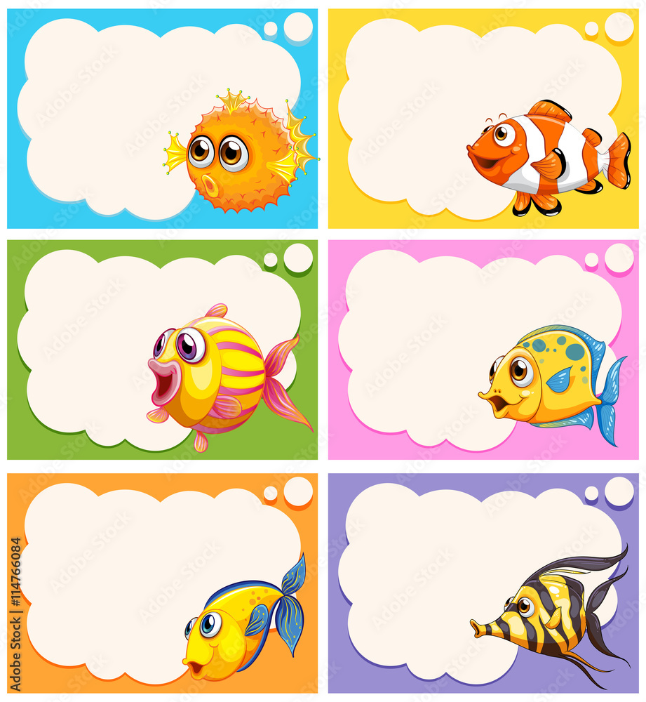 Label design with cute fish