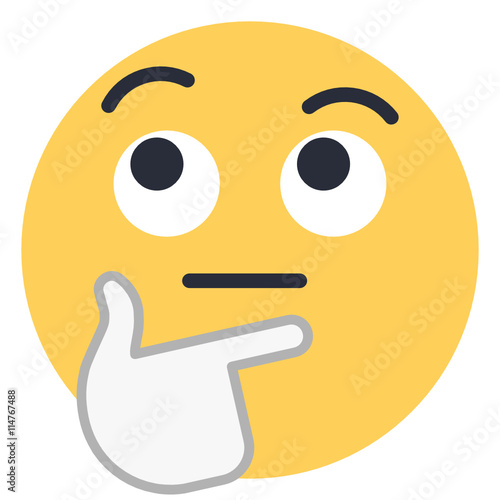 Thinking face - Flat Emoticon design | Emojilicious