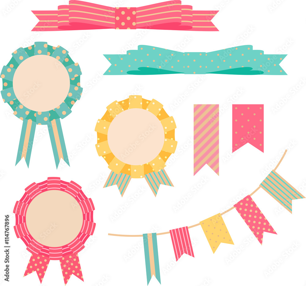 ロゼットとリボンの装飾のセット Stock ベクター Adobe Stock