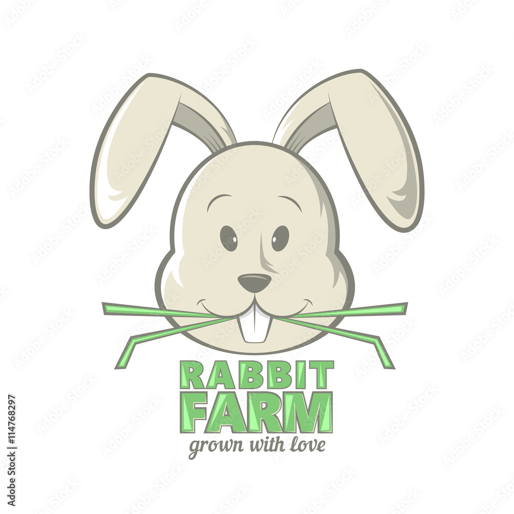 Rabbit farm logo design. illustration of rabbit eating grass. Rabbit farm logo design. illustration of rabbit eating grass.