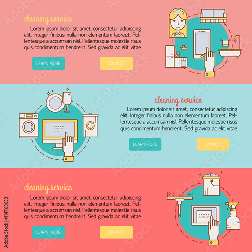 Cleaning service concept made in line style vector.