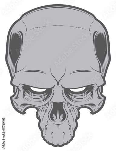 Human cartoon evil skull  isolated on white background