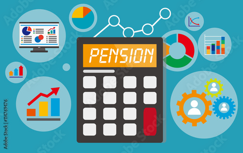 pension concept displayed on calculator with financial elements