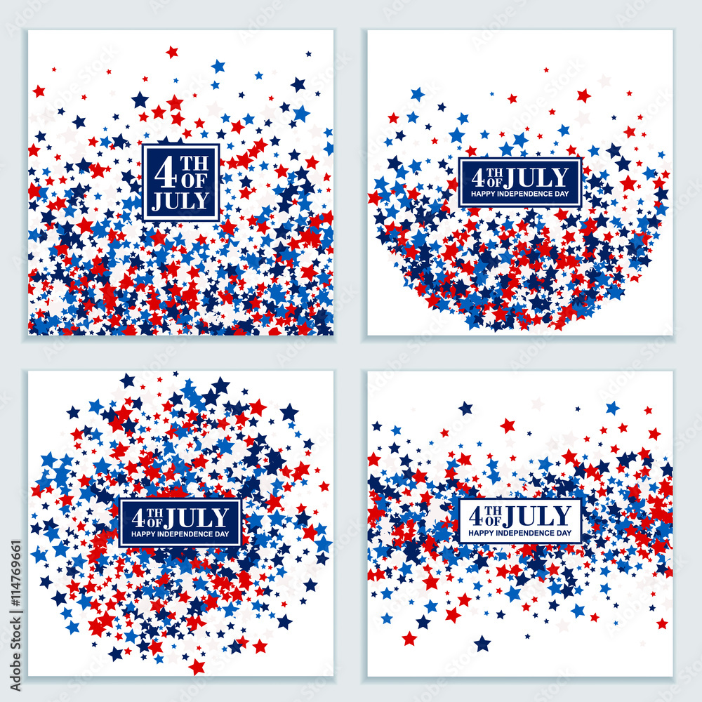 4th of July stars background set in traditional American colors - red ...
