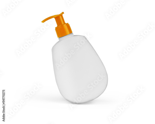 White plastic bottle isolated on white background photo