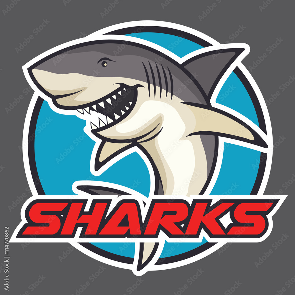 Naklejka premium Shark vector badge