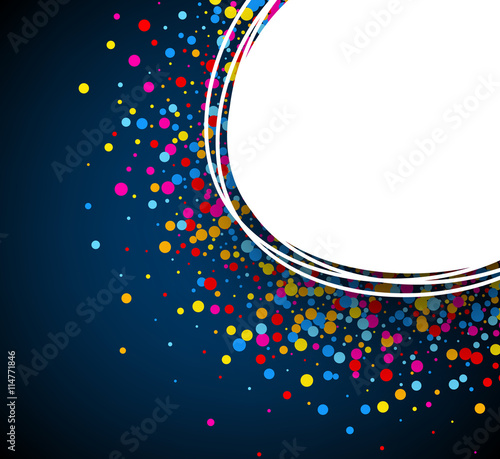 Blue background with confetti.