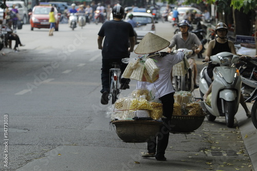 Hanoi, Vietnam, May 11, 2014: Life in Vietnam- Hanoi,Vietnam Street vendors in Hanoi's Old Quarter