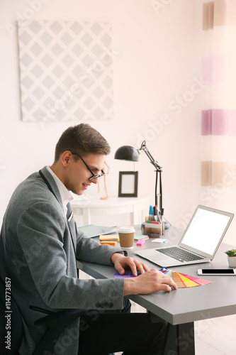Man working with color samp...