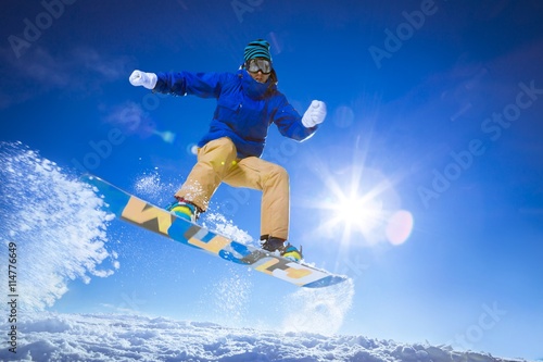Athlete on a snowboard