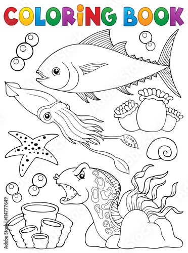 Coloring book marine life theme 1
