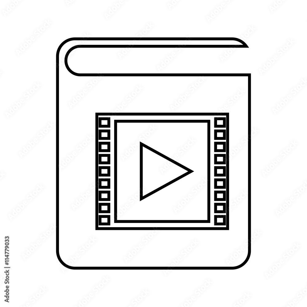 electronic book with play button isolated icon design electronic book with play button isolated icon design