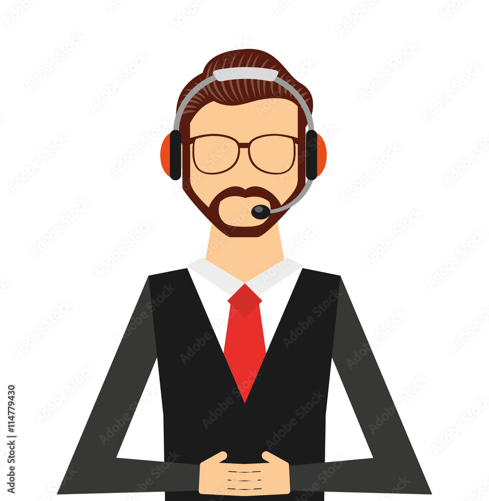 call center employee isolated icon design call center employee isolated icon design