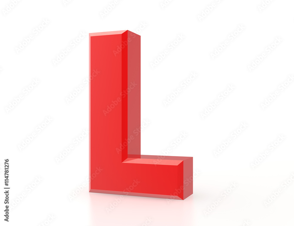 the red letter L on white background 3d rendering the red letter L on white background 3d rendering