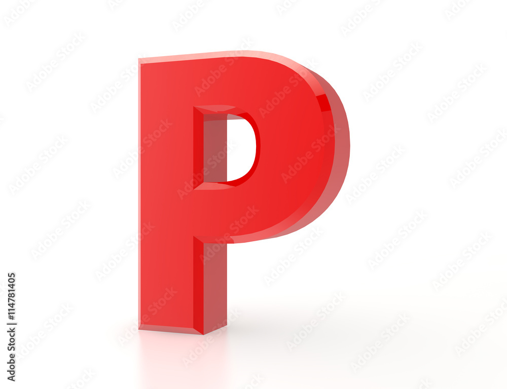 the red letter P on white background 3d rendering the red letter P on white background 3d rendering