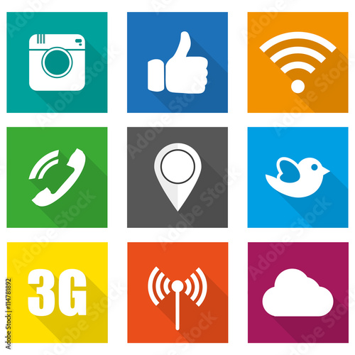 Icons for social networking vector illustration in flat design