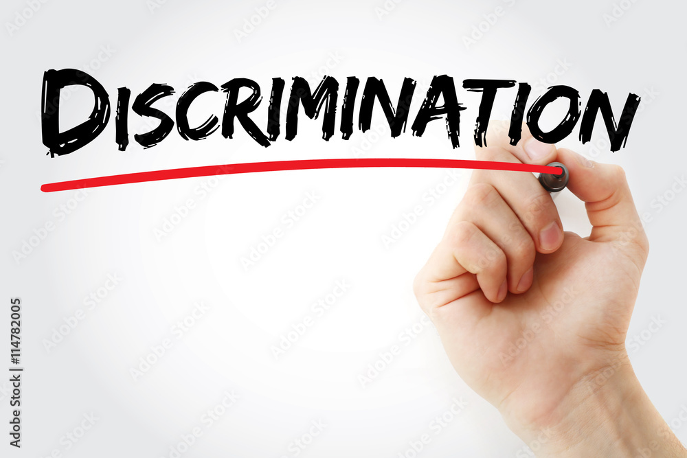 Hand writing Discrimination with marker, concept background Hand writing Discrimination with marker, concept background