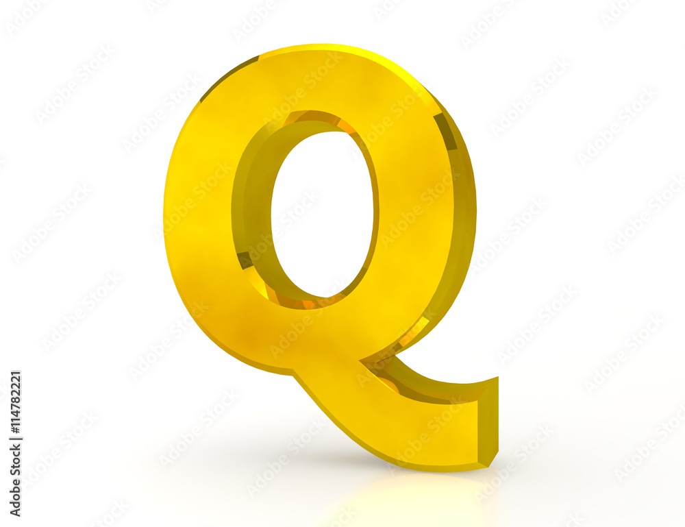 the Gold letter Q on white background 3d rendering the Gold letter Q on white background 3d rendering