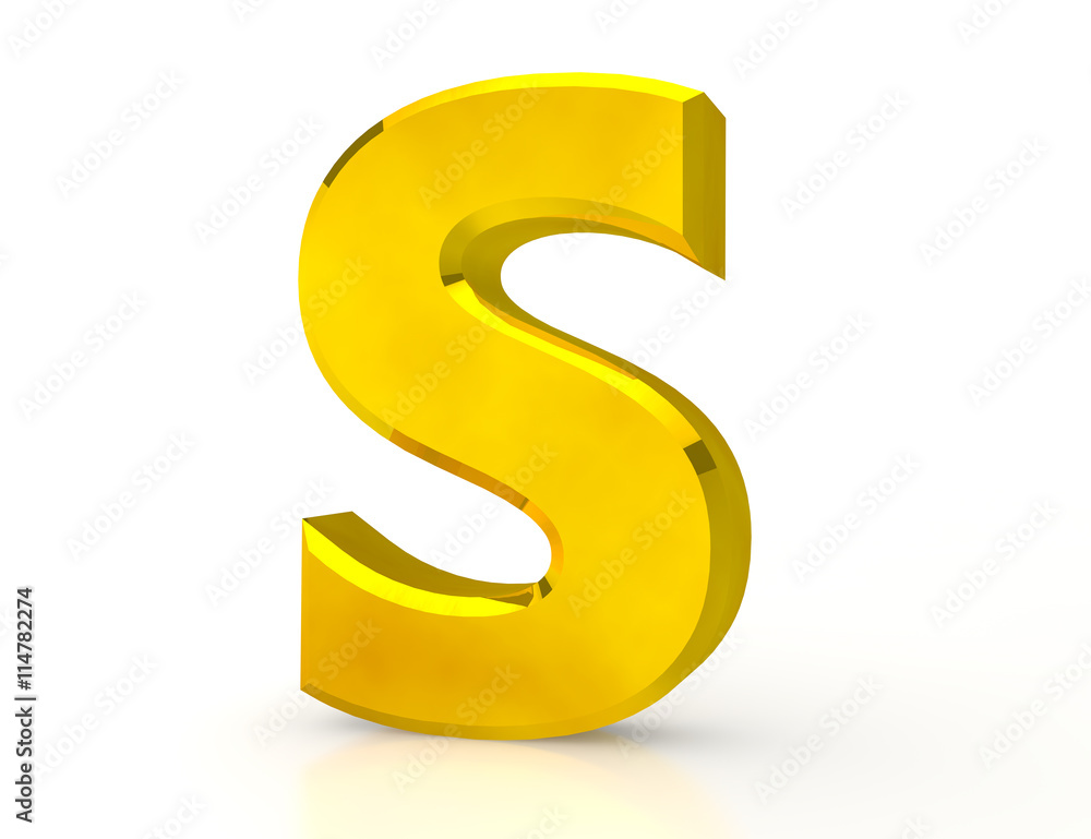 the Gold letter S on white background 3d rendering the Gold letter S on white background 3d rendering