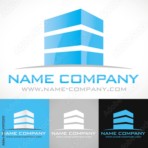 construction entreprise logo btp industrie lourde bleu 