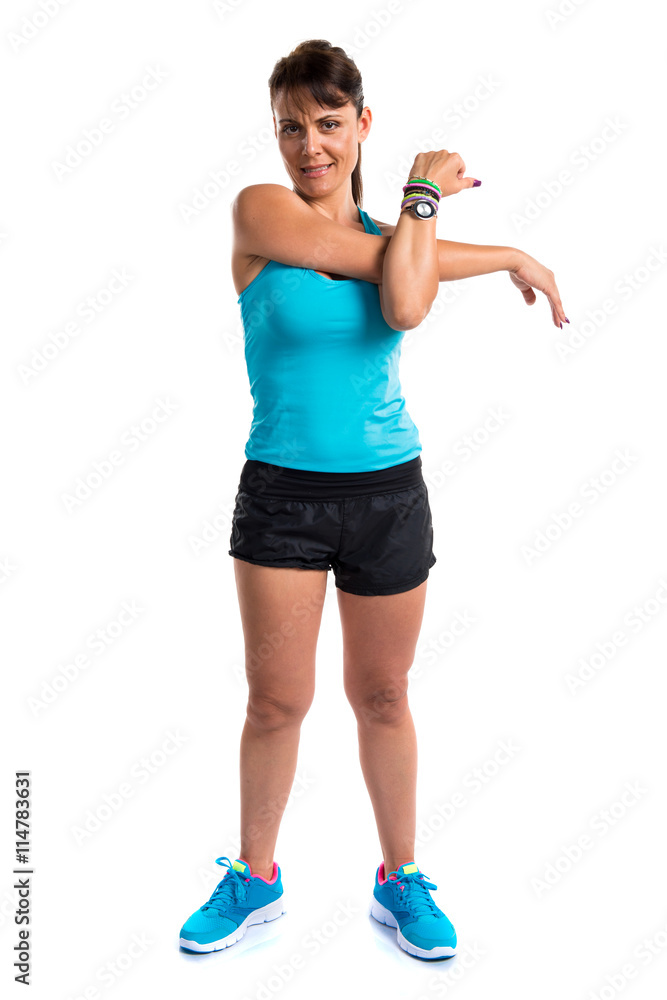 Adult sport woman stretching Adult sport woman stretching