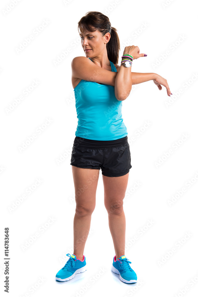Adult sport woman stretching Adult sport woman stretching