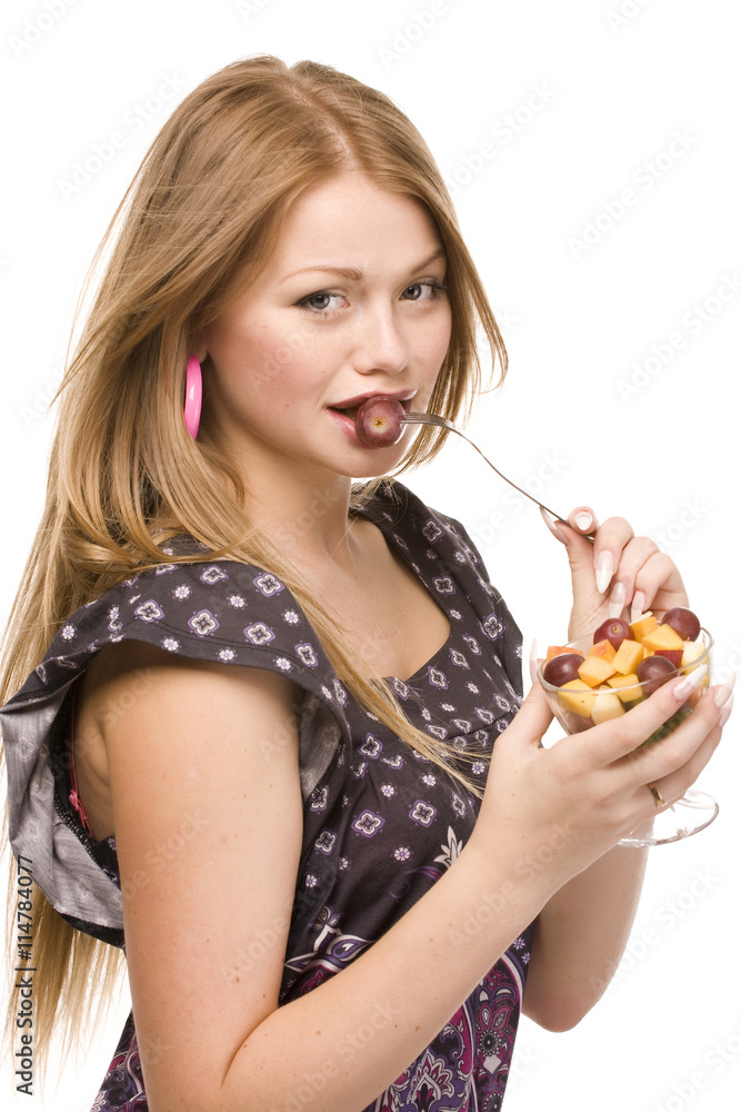 woman with salad bowl