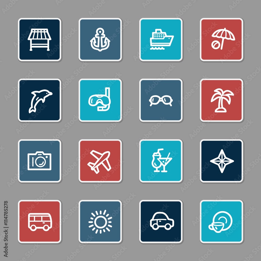 Vacation web icons set