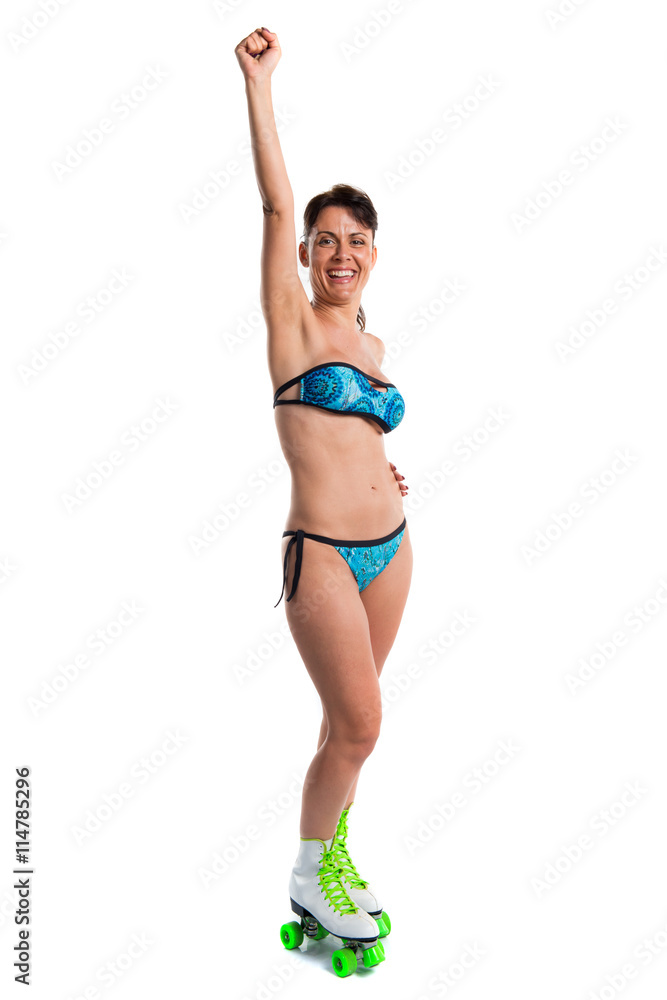 Lucky woman in blue bikini Lucky woman in blue bikini
