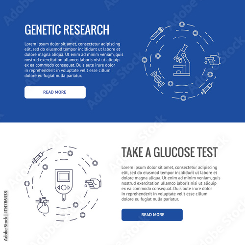 Illustration of medical and health care. Laboratory and home test. Banner concept made in line style.
