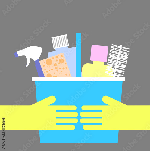 The tools of housecleaning – vector Illustration.
