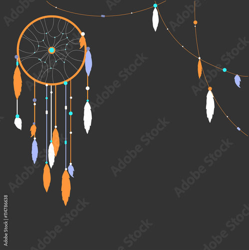 Background with dream catcher . Vector illustration.
