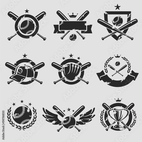 Baseball labels and icons set. Vector