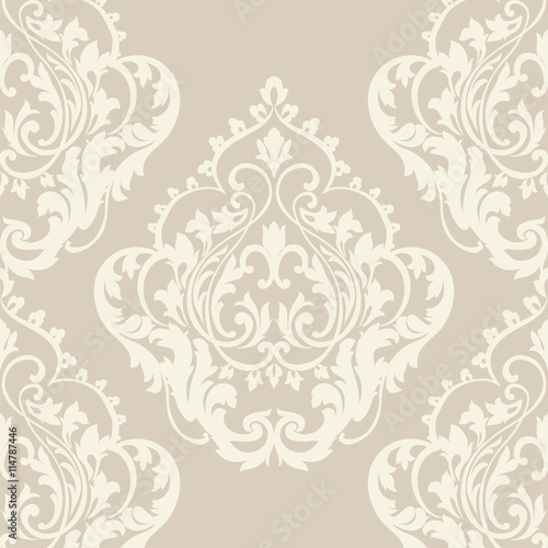 Vector Baroque Vintage floral Damask pattern. Luxury Classic ornament, Royal ...
