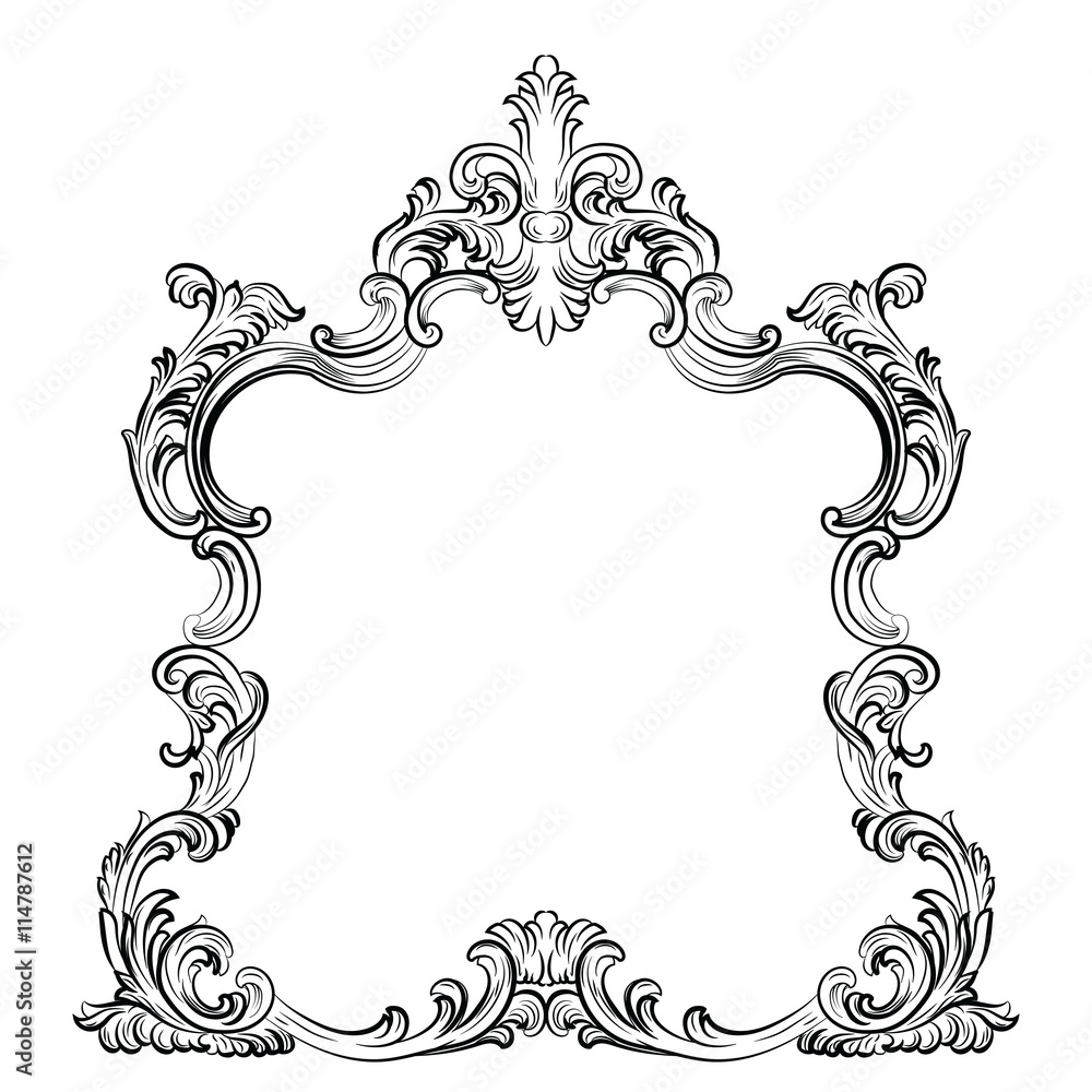 Mirror with baroque damask ornaments. Vector Mirror with baroque damask ornaments. Vector