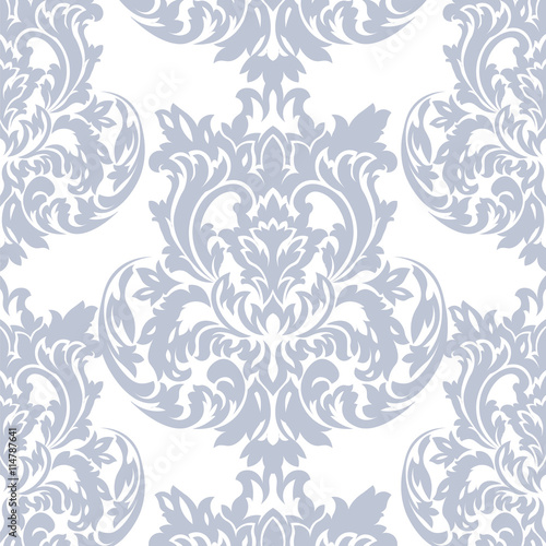 Vector Baroque floral Damask ornament pattern element. Elegant luxury texture for textile  fabrics or wallpapers backgrounds. Serenity color