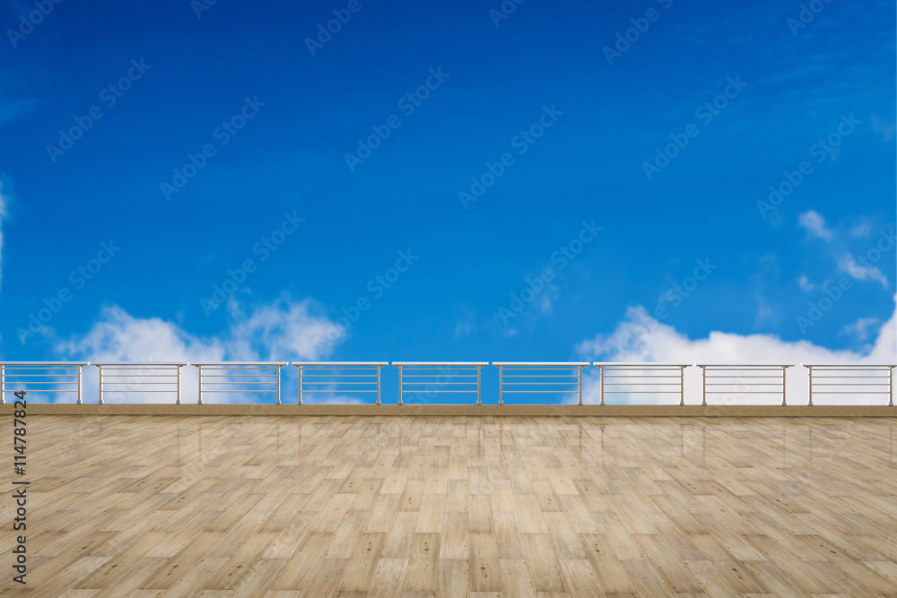empty terrace on blue sky background