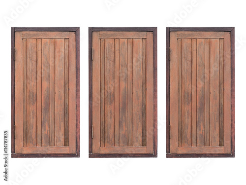 Brown wooden windows on white background / isolate
