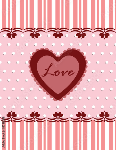 Love Valentine's day lace heart card. Vector