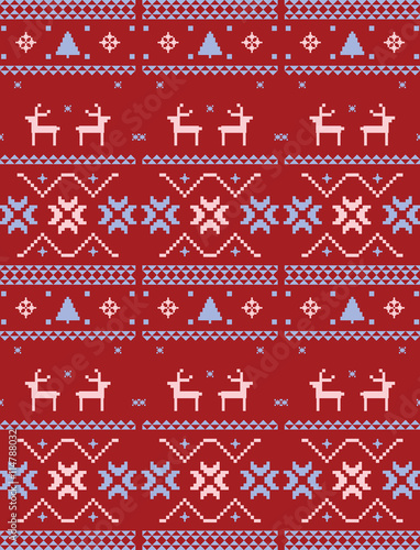 Christmas Knitted wool pattern background. Vector
