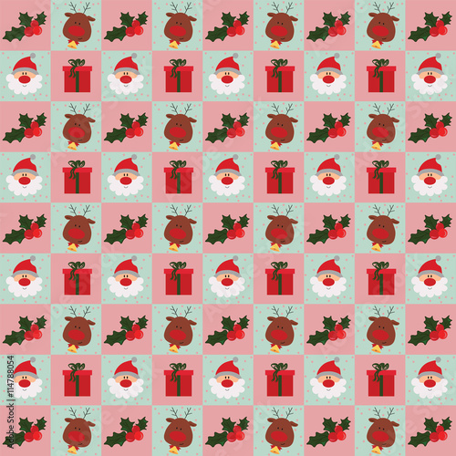 Christmas Santa and gifts pattern background. Vector