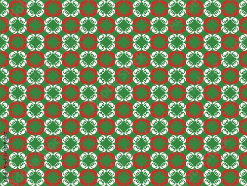 Abstract Ornament pattern design in green and red. Vector